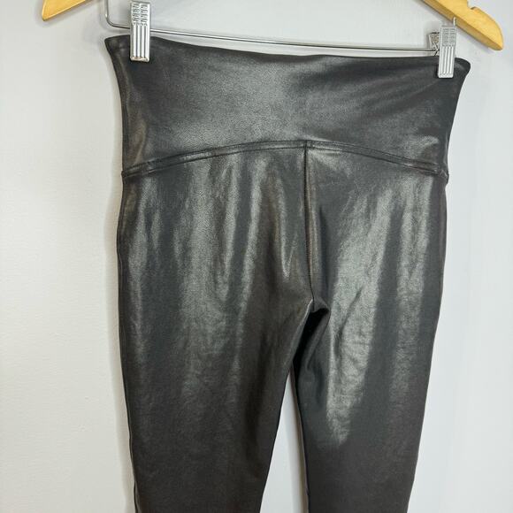 Spanx Faux Leather High Rise Leggings Black Women's Large Pull-on Large - Picture 6 of 11